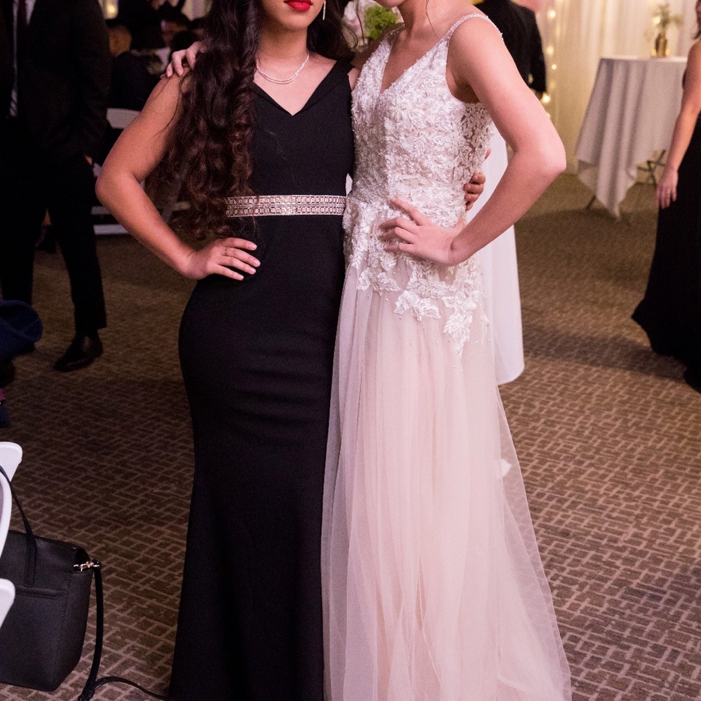 Blush lace and tulle gown